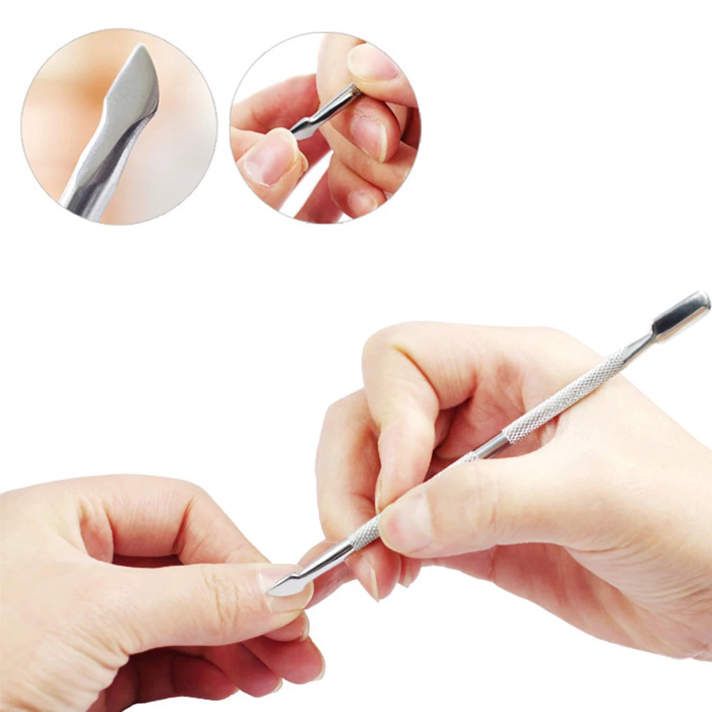 ETEREAUTY 2pcs Stainless Steel Cuticle Cutter Trimmer Kit Nail Pusher