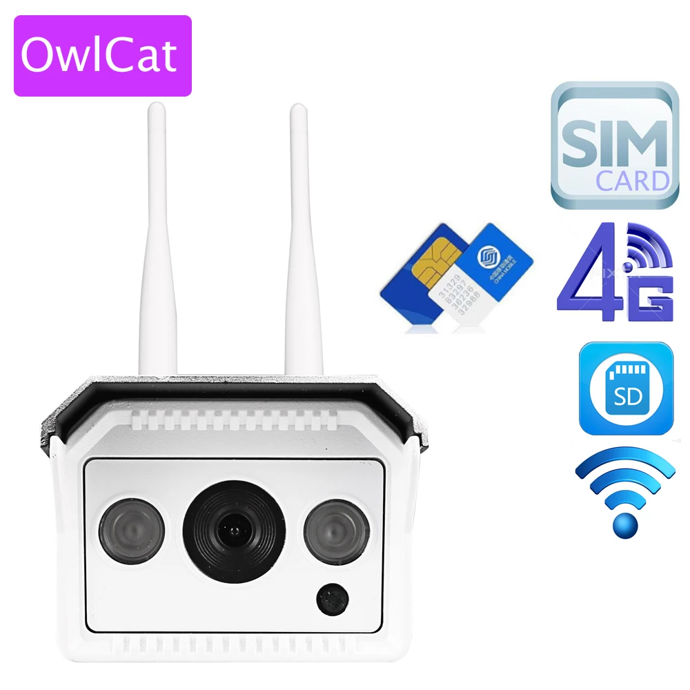 

OwlCat 3G 4G SIM Card Full HD 1080P Wireless Wifi Security IP Camera Audio Bullet Waterproof CCTV IR P2P SD Card iPhone Android