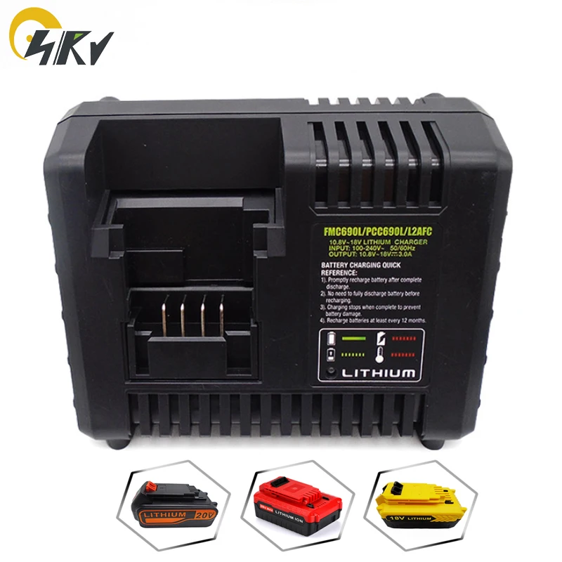 

10.8V - 20V Lithium Li-ion 3A charger for Stanley PCC690L FMC609L LBXR20 cordless power tools