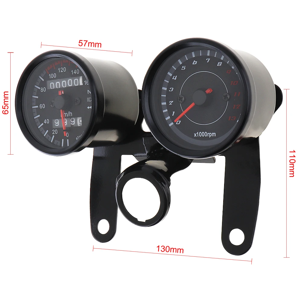 Universal Motorcycle Speedometer Odometer For harley Gauge 0160km/h 13000 RPM LED Backlight
