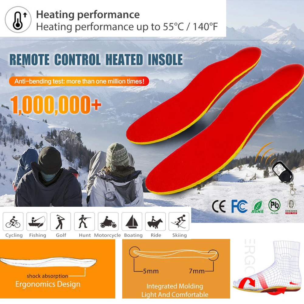 

Free shipping Dr Warm Remote control heated insole Wirless foot warm heating insoles Rechargable heated shoe insole