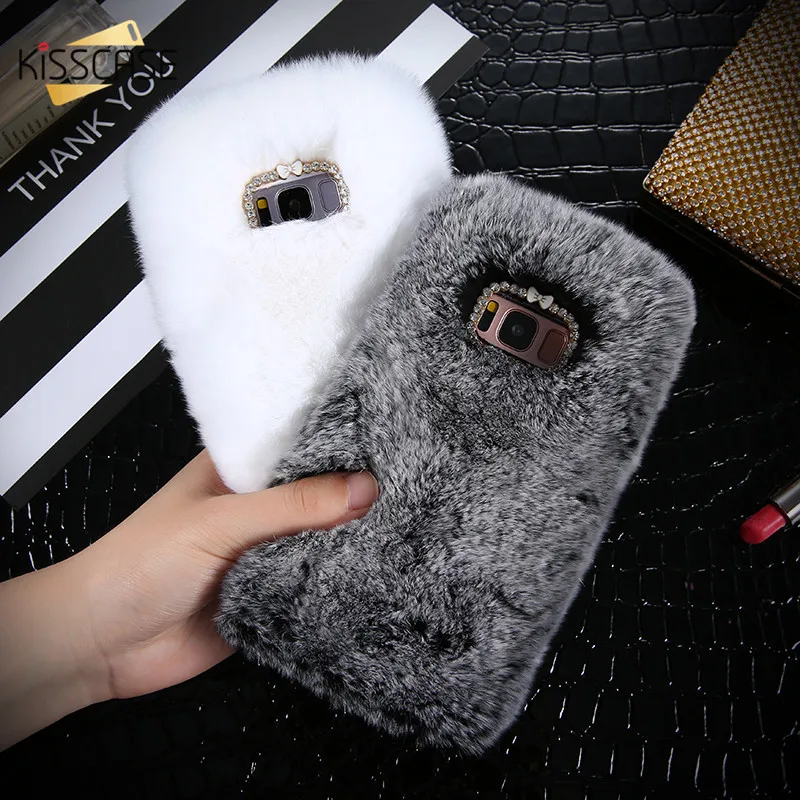 

KISSCASE Rabbit Fur Case For Samsung J2 J3 J5 J7 A3 A5 A7 2015 2016 Furry Shell Smooth Case For Samsung S5 S6 S7 Edge S8 S8 Plus