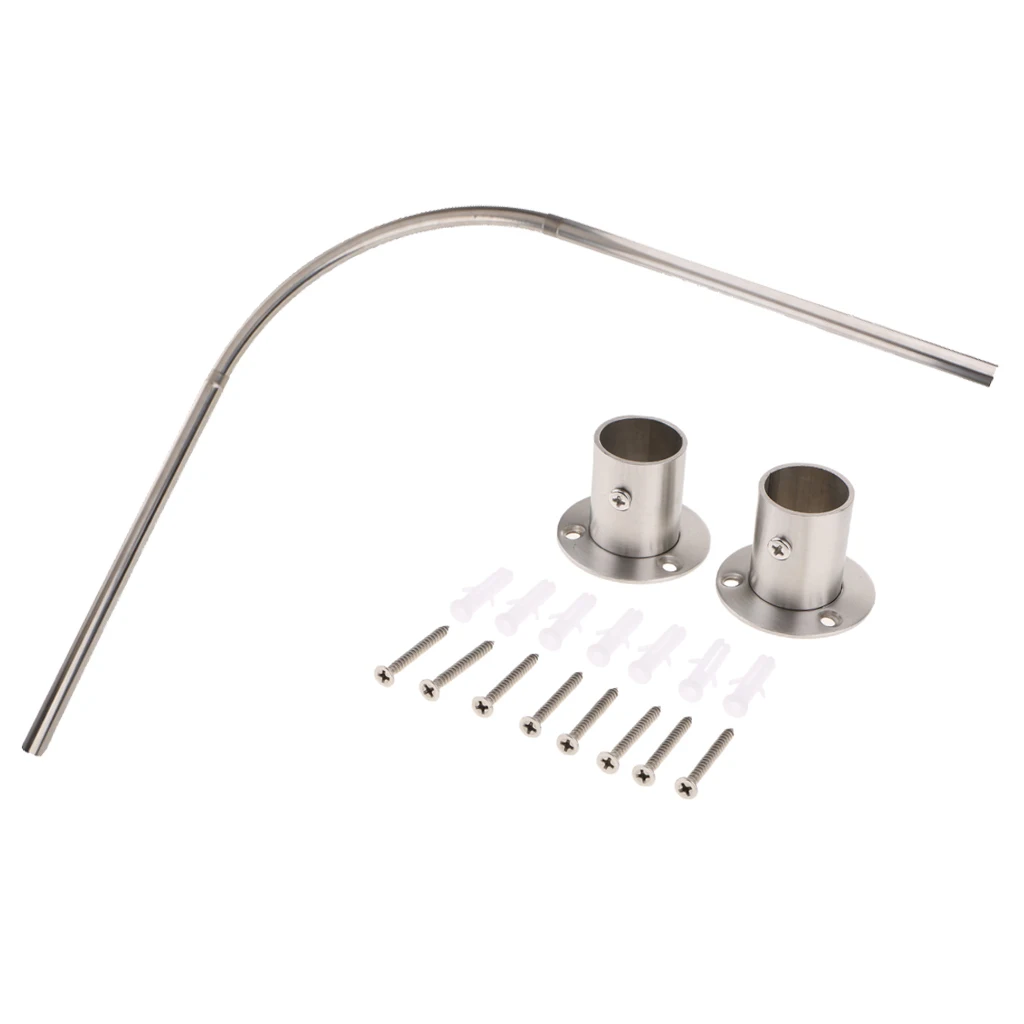 Shower Curtain Rail Rod - 140cm Adjustable Telescopic Curtain Rod Rail Bar Hardware Clips Track Slide Hanger