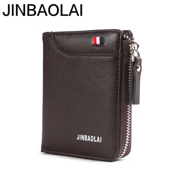 

JINBAOLAI Men Wallet Genuine Leather Card Holder Short Wallet Luxury Man Purse Brand Casual Standard Wallets