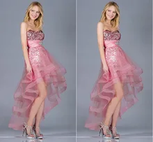 2016 stilvolle Neue Funkelnde Perlen High Low Knielangen Tiered Cocktailkleider Für Partei Karneval Kleid