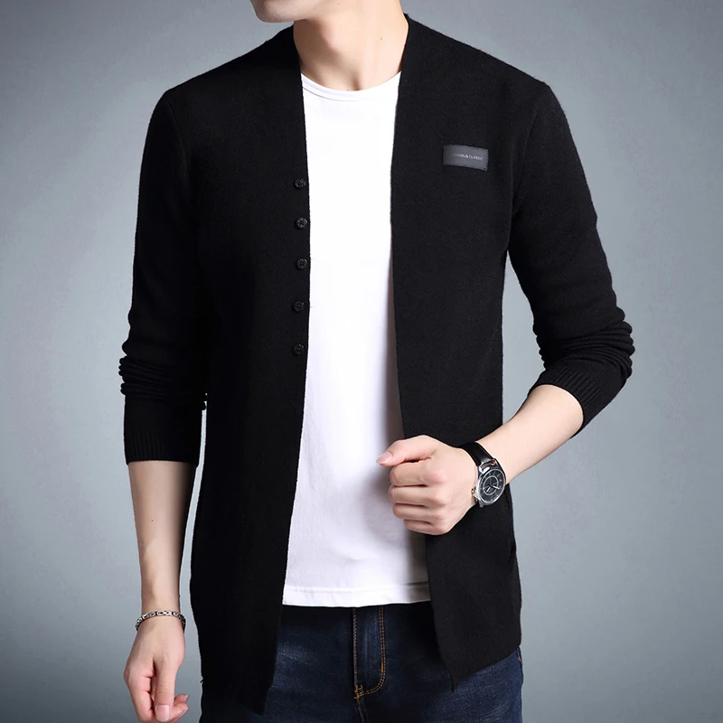 2018 New Sweater Men High Quality Casual Solid Knitted Cardigan Slim Fit Clothes Pull Homme Autumn Men's Sweater