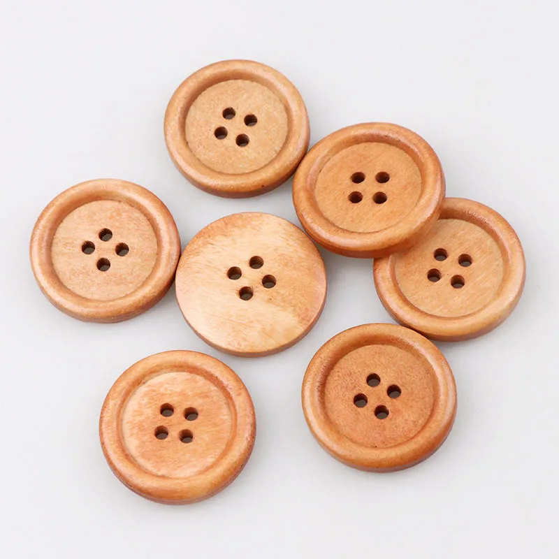 

25PCS High Quantity Lt Coffee Color Wooden Buttons Handmade 2 holes 23mm Scrapbooking For Wedding Decor DIY With Child