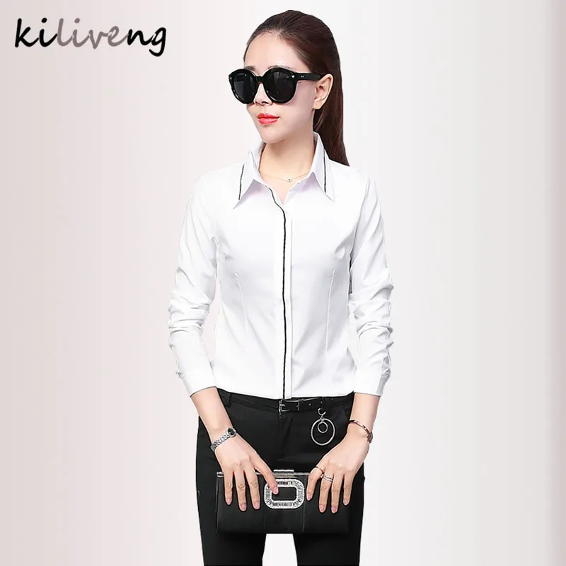 Kiliveng 2018 turn down collar office Women clothing tops