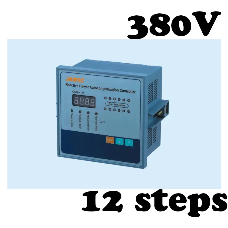 Регулятор реактивной мощности ControllersJKW5C-12 регулятора мощности регулятор компенсации для конденсатора коэффициента мощности 12 шагов 380 В