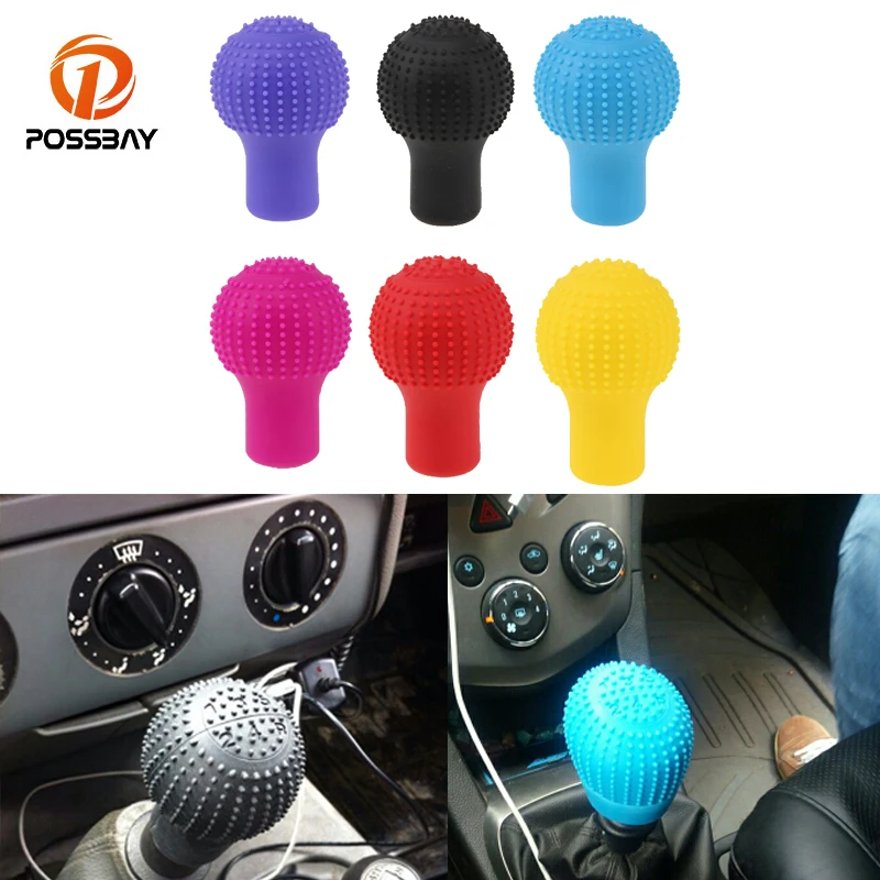 

POSSBAY Car-styling Interior Decoration Gear Shift Collars Silicone Head Shift Knob Cover Case Unviersal Handbrake Grips