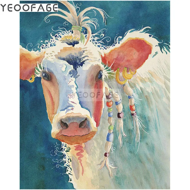 Full Diamond Embroidery Animal cattle Mosaic Diy 5d Painting Cross Stitch Square Rhinestone Pasted Crafts Needlework | Дом и сад