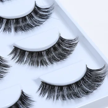 

HBZGTLAD 5 pairs Handmade Cotton Stalk Water Mink Cross Mess Eye Lashes False Eyelashes