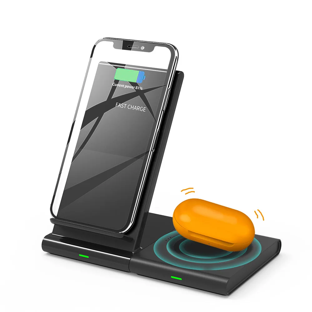 

2 in 1 Qi Wireless Charger Dock Stand For Samsung Watch Galaxy Gear S2 S3 S4 Airpods 10W Fast Charging Station For iphone X XS 8