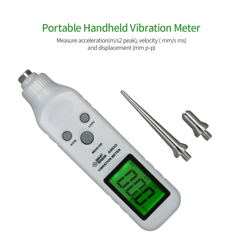 Умный датчик AS63D ручной портативный виброметр измеритель Виброметр цифровой тестер вибрации с высокочувствительным зондом