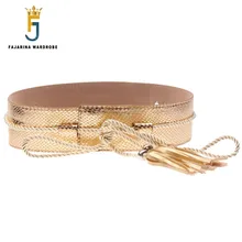 FAJARINA All-match Casual Women Decorative PU Leather Ladies Bandage Belts for Women Wide Waist Belt 6cm Width Skirt LDFJ062