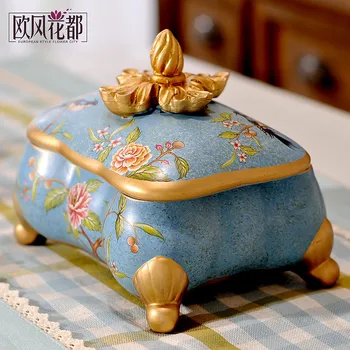 

wind flora American Pastoral jewelry box ceramic ornaments European Home Furnishing soft decoration box decoration