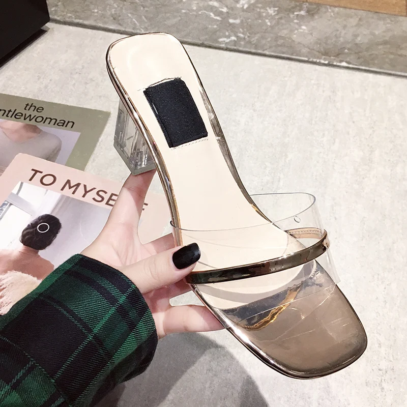 

Square heel Shoes Slippers Heels Designer Slides Shose Women Socofy Med Jelly Flip Flops High Luxury 2019 Sliders Soft Glitter