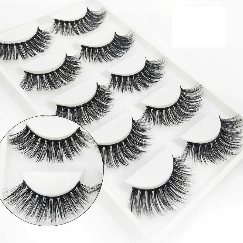 

YOKPN Mink Lashes Natural Thick False Eyelashes Sexy 3D Mink Hair Eye Lashes 1 Box 5 Pairs Beauty Makeup Fake Eyelash