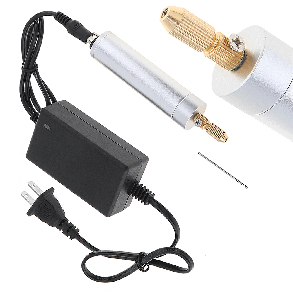 

Mini DC 5V-6V Electric Motor Hand Drill Rotary Tool with With Drill Chuck and Power Adapter for Plastic Wood Hole Tools