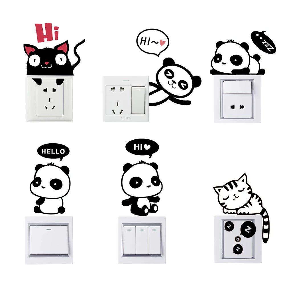 Diy Lucu Switch Stiker Decal Panda Kucing Hewan Yang Dapat Dilepas