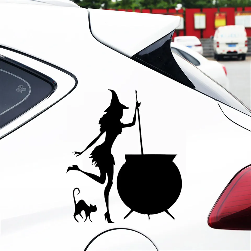 Car Decal Sticker 13.7cm15.8cm Witch Cauldron Potion Decor Stickers Vinyl Decals Car Decoration Sticker for window Car-styling  (5)