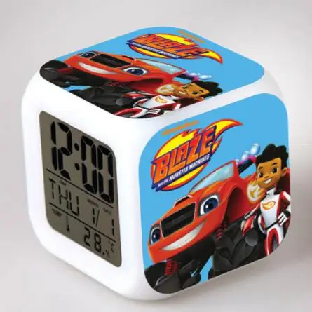 Blaze and Monster Machines светодиодный цифровой будильник часы reloj despertador de cateceira horloge digitale детские игрушки подарки - Цвет: Небесно-голубой