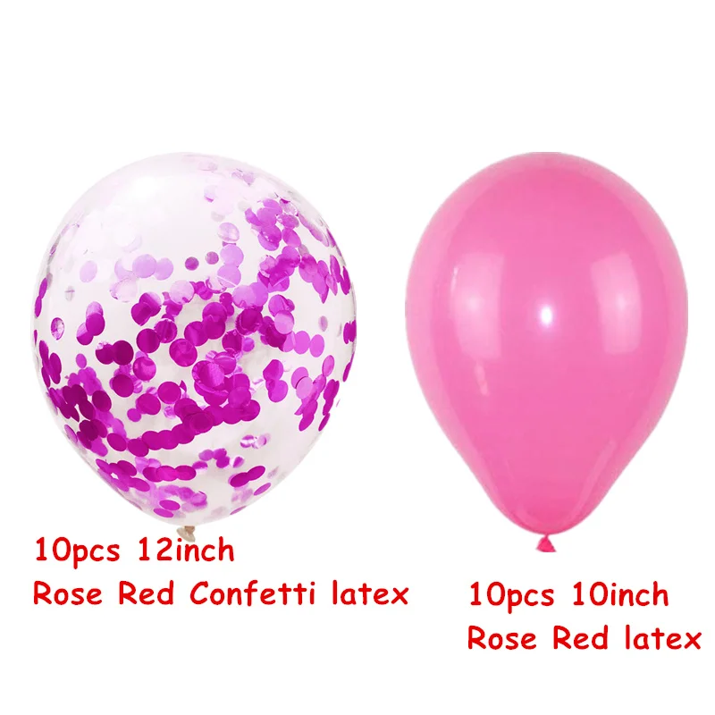 20 шт./лот смешанные золотые конфетти воздушные шары воздушный шар Свадебный воздушный шар на день рождения Декор балон детский душ латексные шары - Цвет: 20pcs Rose Red Set