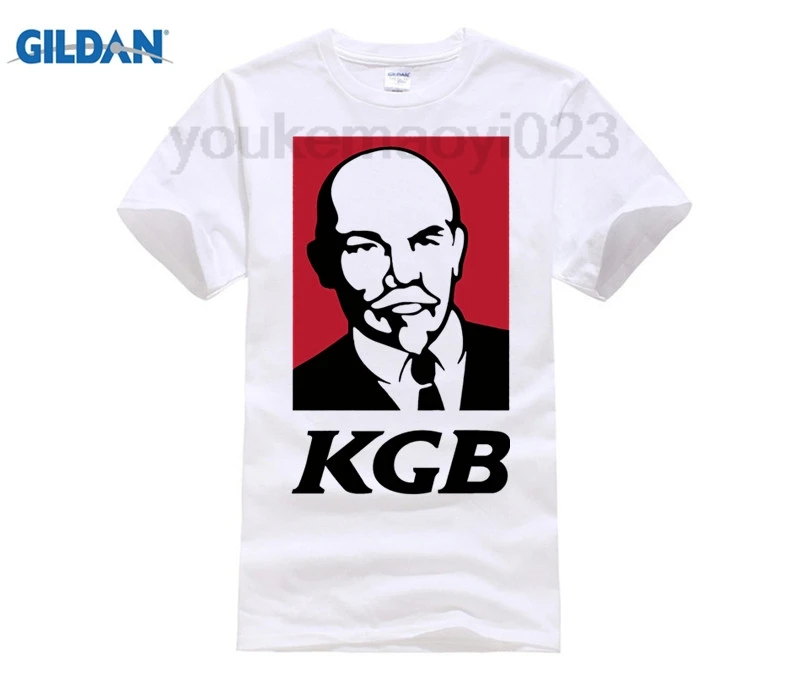 GILDAN KK CCCP KFC LENIN KGB FUNNY short sleeve T-shirt Top Lycra Cotton T shirt New DIY Style