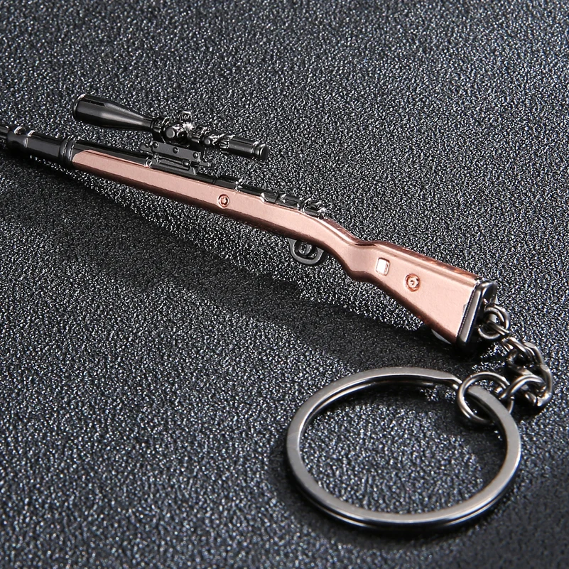 PUBG llavero campo de batalla llavero casco Pan 98 K pistola llavero joyería FPS juego Fans regalo llaveros mujer brelock