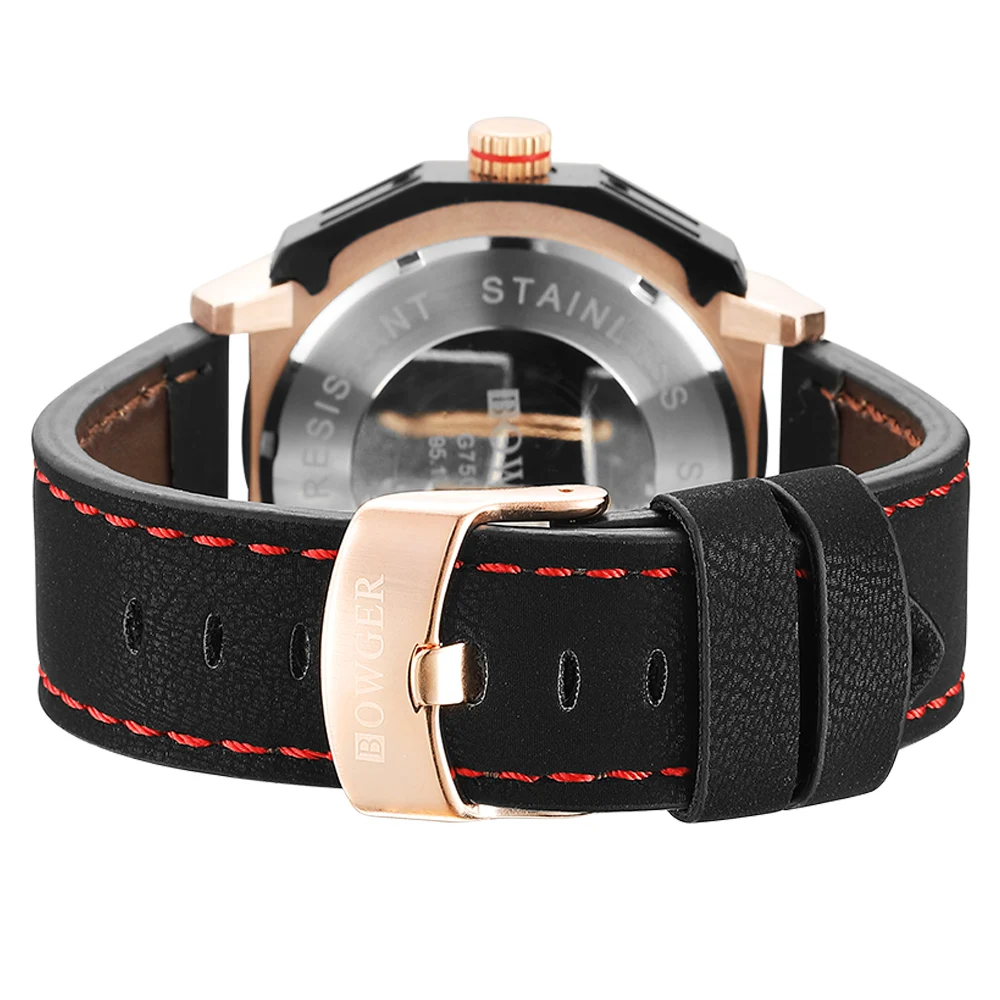 2018 BOWGER Men's Fashion Sport Watches Men Quartz Analog Date Clock Man Leather Military Waterproof Watch Relogio Masculino (11)