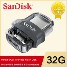 SanDisk OTG USB флеш-накопитель 32 Гб 16 Гб USB 3,0 двойной мини-накопитель 128 Гб 64 Гб флешки для ПК и телефонов на базе Android
