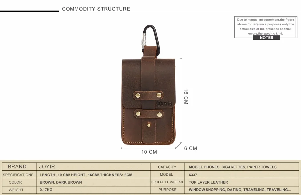 JOYIR поясная сумка из натуральной кожи Талия пакеты поясная сумка кожа телефон Чехол сумки путешествия талии пакет мужской Малый мешок 6337