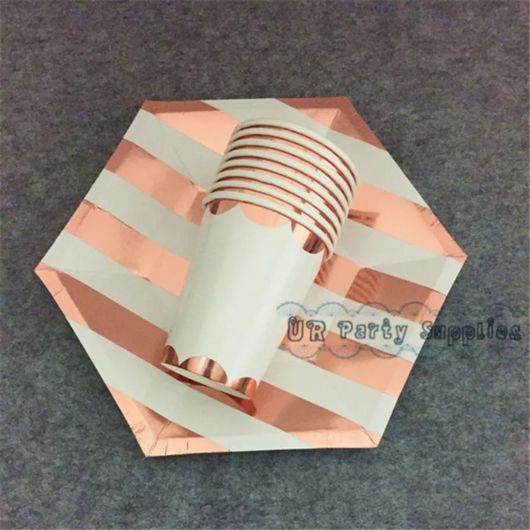Rose Gold Foil Party Supplies Wedding Birthday Decorations Disposable Tableware