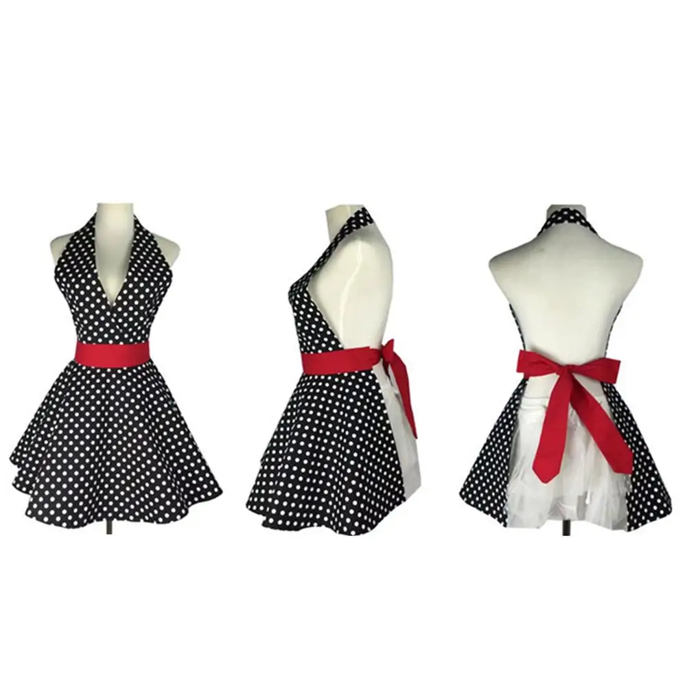 Хлопок Polk Dot печати Модный сексуальный фартук домашний отель клубный дом Кафе детский сад ресторанный фартук