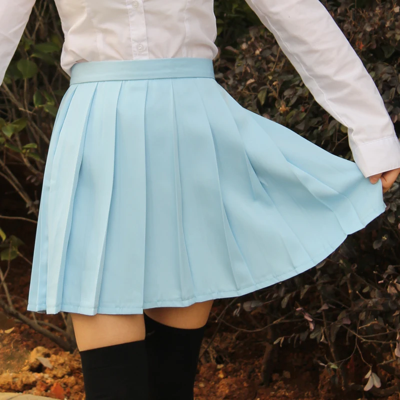 Water color Japanese high waist pleated skirts JK student Girls solid pleated skirt  Cute Cosplay school uniform skirt coronwater 4 5 x 10 pleated polyster water filter cartridge for whole house sediment filtration 2pack