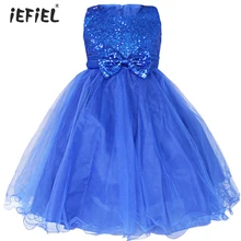 IEFiEL/летнее платье с цветочным узором для девочек; vestido infantil; платье с цветочным рисунком, расшитое блестками и бантом; нарядное платье принцессы с фатиновой юбкой для девочек на день рождения