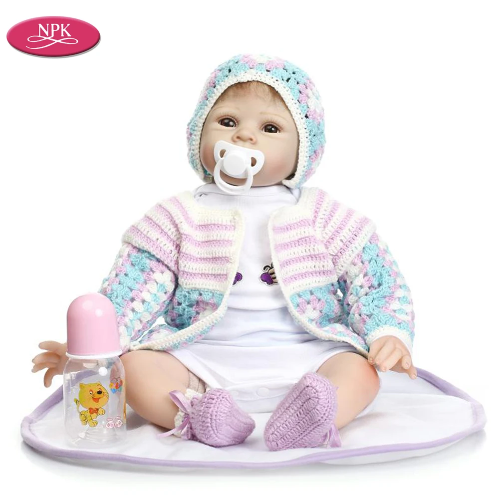 NPK 55 см Силиконовая виниловая кукла Bebes кукла трансфер до Reborn Детские развивающие игрушки реалистичный винил для маленькой принцессы младенец получивший новую жизнь Модная Кукла Menina