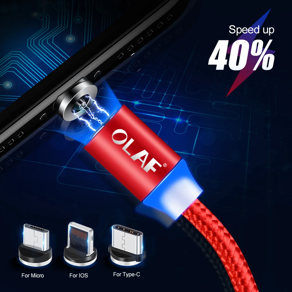 أولاف 1 M 2 M كابل USB مغناطيسي المصغّر usb سريع شحن المغناطيس الحبل ل فون XS ماكس سامسونج S9 Xiaomi نوع C الهاتف المحمول الكابلات