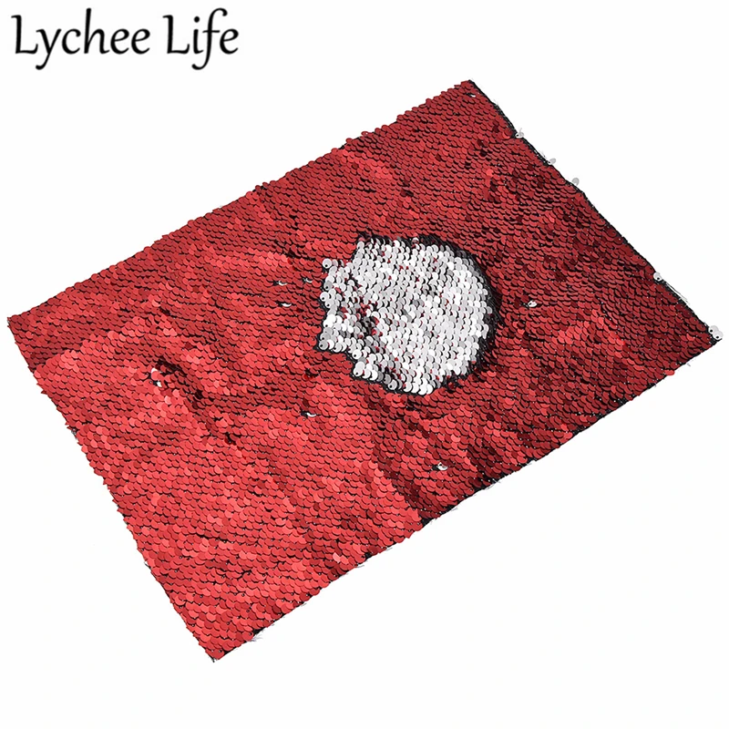 Lychee Life двусторонняя ткань с блестками 29x21 см цветная полиэфирная ткань DIY ручной работы Швейные аксессуары на ткань одежду поставки