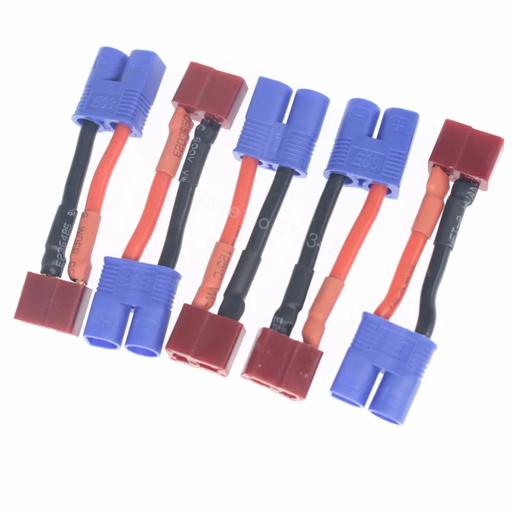 

100PCS T Plug Deans Style Female to Male EC3 Connector Adapter With 14AWG Silicone Wire Cable 1.18" (30mm) RC Charger ESC Motor