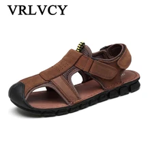 Роскошные летние мужские сандалии из матовой кожи; модные мужские сандалии; пляжная Мягкая дышащая обувь