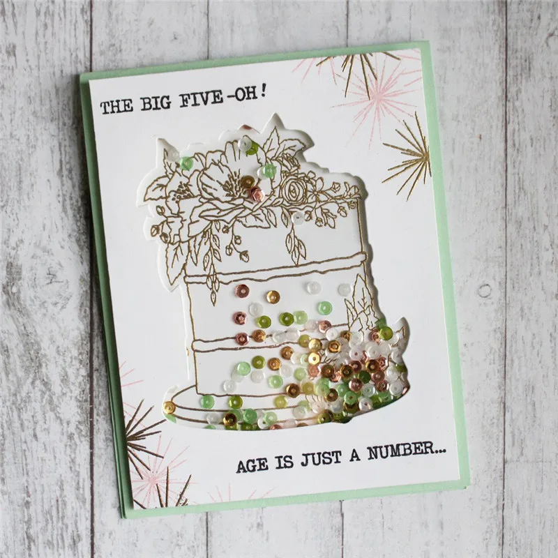 

InLoveArts Party Cake Stamps and Die Metal Cutting Dies Clear Stamp Birthday Happy Scrapbooking Card Embossing Craft Stencil