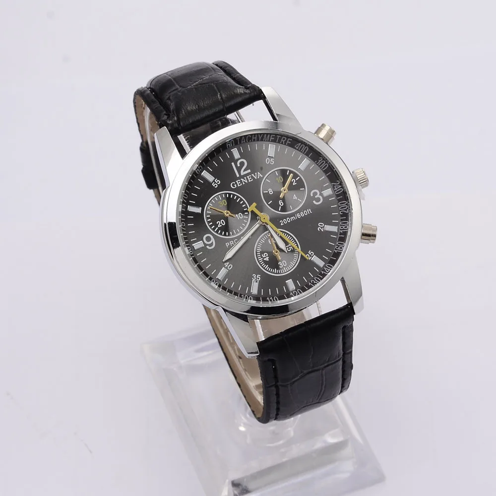 Geneva спортивные часы модные наручные мужские кожаный ремешок saat relogio masculino reloj
