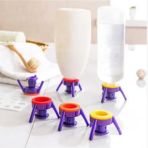 

6Pcs Toss It Bottle Cap Stand Kit Plastic Bottle Holder Useful Shampoo Bracket Leakproof Cover Flip-it Inverted Caps Sets