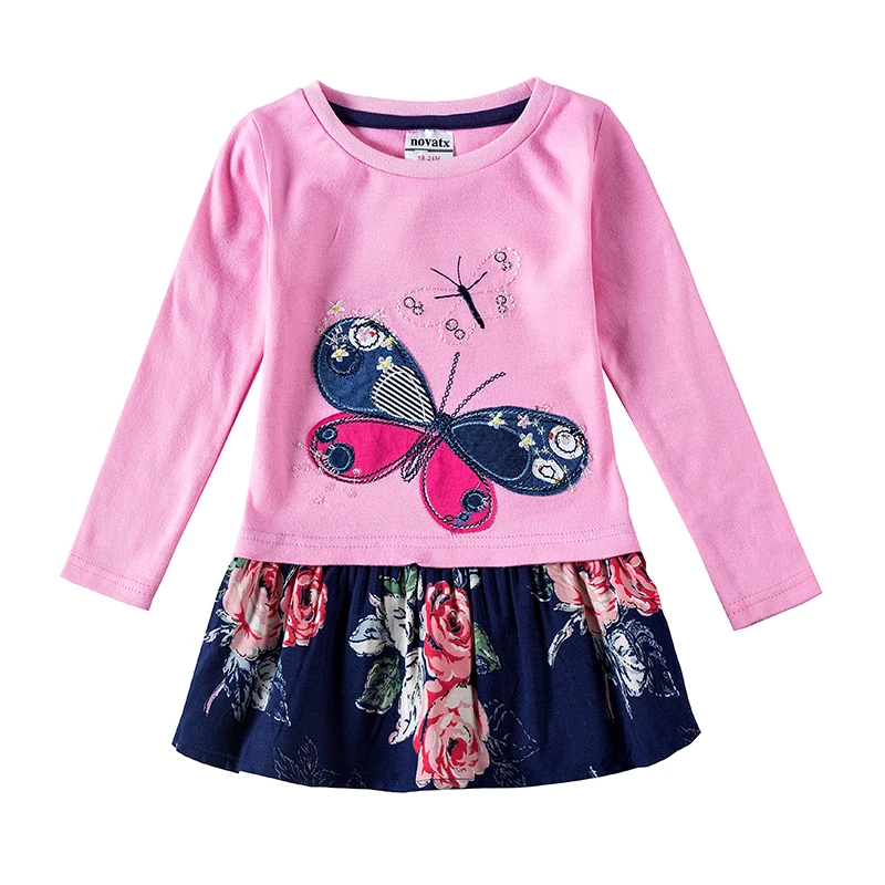 novatx H5460 girls frock children clothes butterfly kids dresses girls