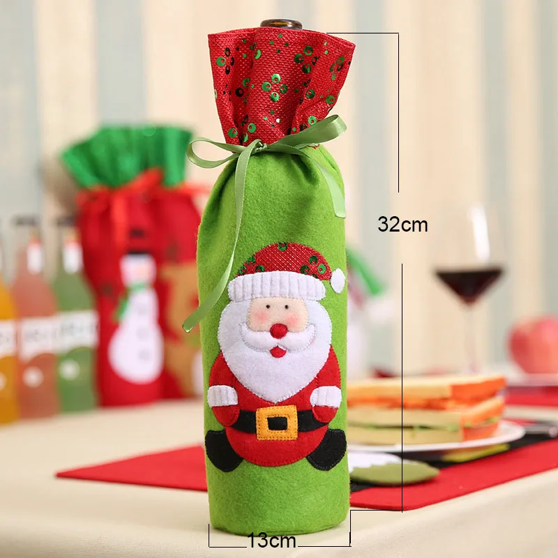 Рождественская бутылка вина Декор набор кухня украшение на год Рождество ужин вечеринка Санта Клаус Снеговик Олень крышка бутылки одежда - Цвет: N