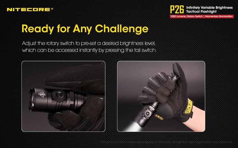 Nitecore P26 LED Infinitely Variable Brightness Tactical Flashlight (4)