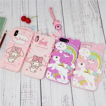 Cute Cartoon 3D My Melody Little Twin Stars Phone Case for iPhone 6 6s 7 8 Plus X XS Soft Silicone Rubber Cover Coque Fundas