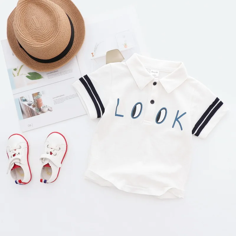 Fashion Summer Cotton Striped Baby Boys Short Sleeved T-shirt Printed Children Tees Kids Tops For Age 2-8 Years Old
