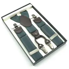 Брендовые новые мужские подтяжки в подарочной коробке, четыре зажима на пряжке для рисования, 3,5 см, подтяжки на подтяжках, мужские Эластичные подтяжки для Y-back Hombre